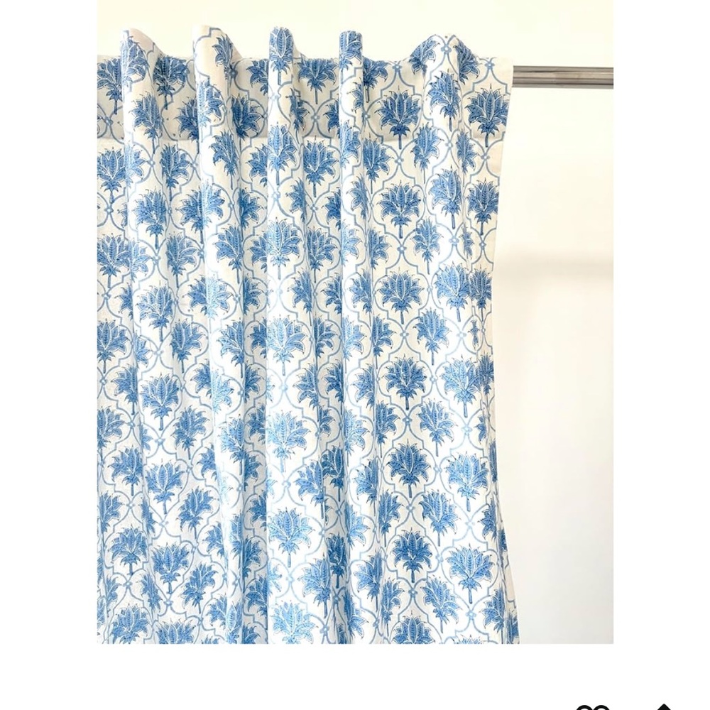 PADMA PRINT floral block print curtains SET OF 2 52 x96